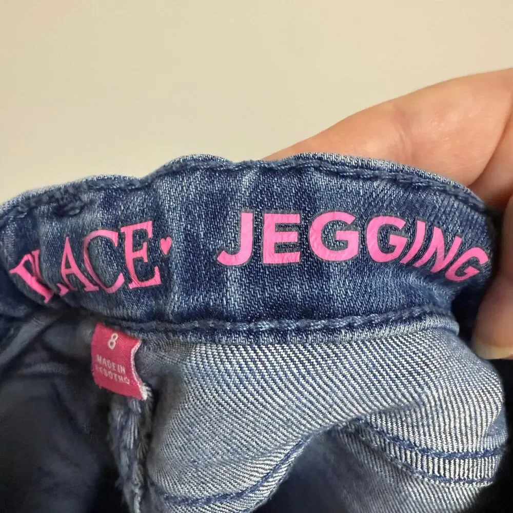 Children's Place Girls Jeggings Jeans Size 8 Distressed Blue Stretch Jeans Rips